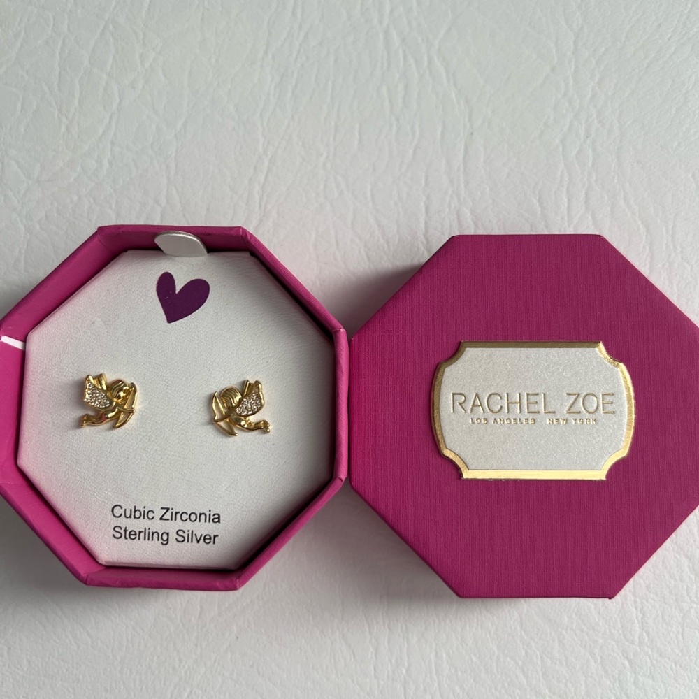 Rachel Zoe Cubic Zirconia Cupid Post Earrings - Picture 3 of 3